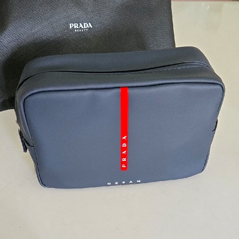 New never used Prada Toiletry Bag Pouch 9 X 5 1/2 blue